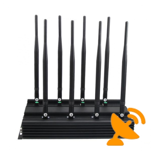Ultimate 8 Antenna Wireless Signal Jammer Terminator for UHF, VHF, LoJack, Cell Phone, WiFi Bluetooth 2.4G, GPS 60M - Click Image to Close