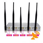 3G GSM CDMA DCS PHS 5 Antenna Cellphone Blocker Jammer with Remote Control 30M