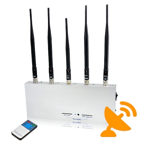 3G GSM CDMA DCS PHS 5 Antenna Cellphone Blocker Jammer with Remote Control 30M - Click Image to Close