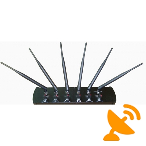 6 Antennas High Power Adjustable Cell Phone Jammer & Wifi GPS Signal 50M - Click Image to Close