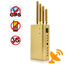 Handheld 4 Antenna Gold Cell Phone + GPS L1 Signal Blocker Jammer 15M