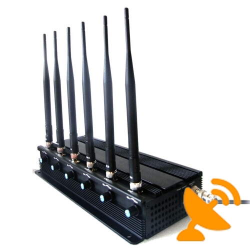 6 Antenna 3G 4G(Lte + Wimax) Cell Phone Jammer Adjustable High Power 40M - Click Image to Close