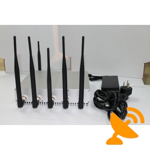 15W 6 Antennas Desktop Cell Phone & GPS & Wifi Jammer 40M - Click Image to Close