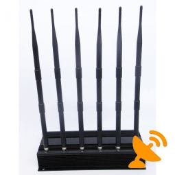 High Power 6 Antennas Desktop Cell Phone & GPS & UHF & Lojack Signal Jammer 40M