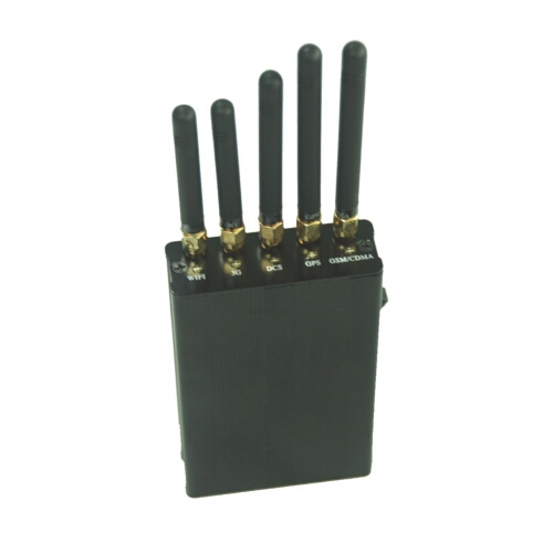 Portable 5 Antenna Cell Phone + GPS + Wifi Signal Jammer Blocker 15M