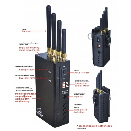 Handheld 4 Antenna Mobile Phone & Wifi Jammer Blocker 20M