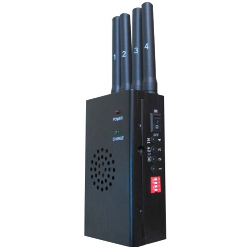 Handheld 4 Antenna Mobile Phone & Wifi 2.4G Jammer with Cooling Fan 15M