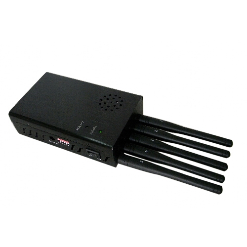 Portable 5 Antenna 3G Cell Phone Jammer + UHF Jammer + Wifi Blocker with Cooling Fan 20M