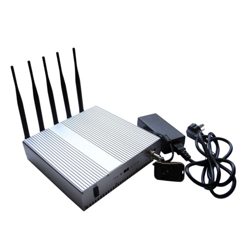 4 Antenna 5 Band Cell Phone Jammer with Remote Control 40M