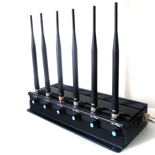 High Power 6 Antenna Adjustable Cell Phone & GPS & Wifi Jammer Blocker 50M