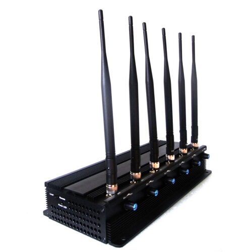 High Power 6 Antenna Adjustable Cell Phone & GPS & Wifi Jammer Blocker 50M