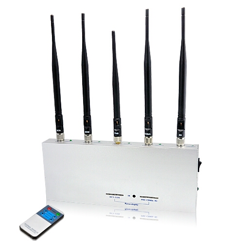 3G GSM CDMA DCS PHS 5 Antenna Cellphone Blocker Jammer with Remote Control 30M